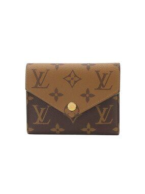 Louis Vuitton Monogram Reverse Portefeuille Victorine Trifold Wallet Brown